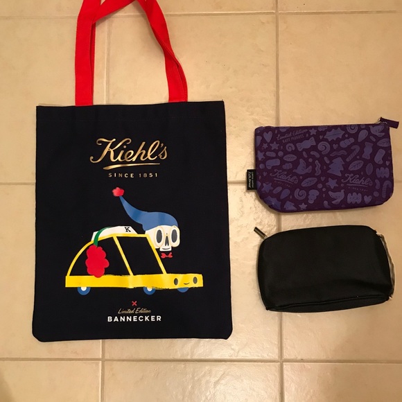 NWOT 3 Kiehl’s Bags, 1 Tote, 1 Toiletry, 1 Makeup - Picture 2 of 15